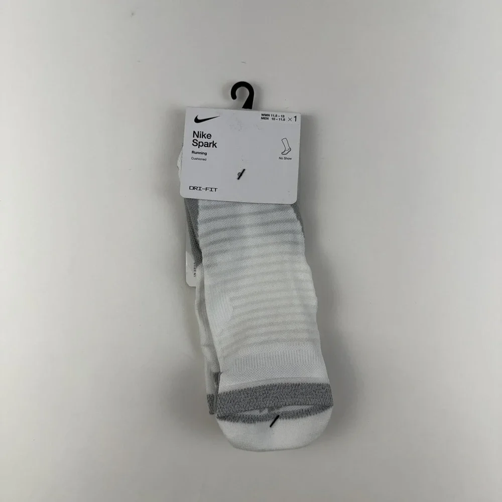 New Womens Nike Spark Lightweight White Running No Show Socks Size 11.5-13